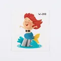 Colorful little mermaid cartoon temporary tattoo sticker with red hair and blue tail - Red Hair Mermaid on Reef (W-098)