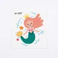 Mermaid princess temporary tattoo sticker W-097 for kids with pink hair and ocean motifs - Pink Orange Hair Crown Mermaid (W-097)