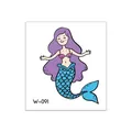 Cartoon mermaid temporary tattoo sticker with blue tail and purple hair model W-091 - Purple Curls Mermaid (W-091)