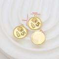 Details von 15mm vergoldeten runden Anhängern mit Relief-Zahl 5 und Parfümmotiven - Nummer 5 Parfümflasche