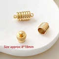 Detailansicht 8x18mm vergoldeter Magnetverschluss für DIY-Halsketten und Schmuck - 5# 18k Gewinderohr Magnetverschluss