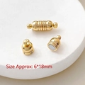 Makro-Detail des 6x18mm vergoldeten Zylinder-Magnetverschlusses für DIY Halsketten & Armbänder - 6# 18k Dünner Rohr-Magnetverschluss