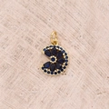 Ciondolo A Forma Di Limone Con Zircone Blu (oro) [13x10 Mm (apertura: 3 Mm)] | 1 Pezzo/confezione