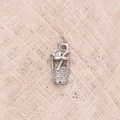 Ciondolo Con Zircone E Tè Al Latte (colore Oro Bianco) [13x65 Mm (apertura: 3 Mm)] | 1 Pezzo/confezione