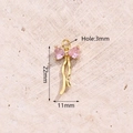 Pink Heart-shaped Zircon Bow Pendant (gold) [22x11mm (aperture: 3mm)]|1 Pc/package