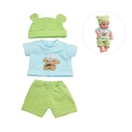 30cm baby doll pajama set with striped hat, t-shirt, and shorts featuring dog embroidery - Blue and Green Striped T-shirt, Shorts and Hat