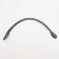 Detailed view of black thickened leather handbag handle with core stitching and texture - Gray