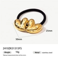 Detail eines goldenen Herz-Zopfhalters mit Strasssteinen und präzisen Maßen - Herz-Strass-Design (2410ZK31315FS)