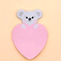 Notas adhesivas de ratón gris con cuerpo de corazón rosa para oficina y escuela - Ratón