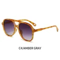 Classic aviator sunglasses with amber tortoise shell frame and gradient grey lenses - Amber Frame Double Gray Lenses