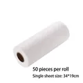 Roll of 50 disposable white non-woven kitchen wipes in 34x19cm size for easy cleaning - 50 Sheets/Roll / White