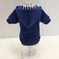 Navy blue pet hoodie with kangaroo pocket and ribbed cuffs for small dogs and cats - Navy Blue