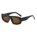 Lunettes de soleil rétro à monture noire épaisse et verres teintés ambrés - Monture Noire Verres Bruns
