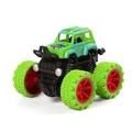Green inertial 4WD monster truck toy for kids with black chassis and red hubs - Green