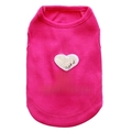 Pink ribbed cotton dog vest with sparkly heart and I Love My Mommy sequin text - Rose Red Mommy