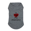 Grey ribbed pet vest with sequined I Love My Mommy slogan for dogs and cats - M / Grey Mommy