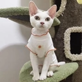 White ribbed cotton pet vest with orange lace trim for small cats and dogs - XS (1-2kg) / Egg Flower Bow