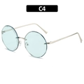 Retro randlose runde Sonnenbrille mit hellblauen Gläsern und silbernem Metallrahmen für Urlaub - Silberrahmen Blaue Gläser