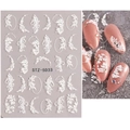 Pegatinas 5D para uñas STZ-5D33 con relieves de flores blancas y texturas de encaje - STZ-5D33