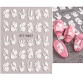 STZ-5D37 5D embossed white flower nail art stickers with textured floral relief design - STZ-5D37 (Bare Sheet)