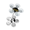 Universal silver suction cup phone mount with flexible metal arm and VIP logo design - Silver