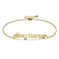 18K gold plated Sagittarius zodiac anklet with stainless steel link chain on white background - Gold Sagittarius