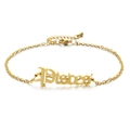 Detailed view of the gold Pisces zodiac charm on a high-polished stainless steel anklet chain - Gold Pisces
