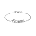 Detailed view of silver stainless steel Gemini anklet with adjustable lobster clasp - Steel Gemini