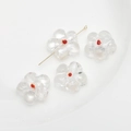 Detailweergave van heldere glazen bloemkralen met rood centrum voor DIY-sieraden - 1# Transparant Wit Grote Bloem