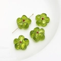 Macro view of green and red flower-shaped glass beads for DIY jewelry making - 5# Green Large Flower