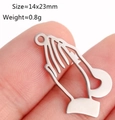 Poliertes Edelstahl Gebetshände Anhänger in Silber, Größe 14x23mm und Gewicht 0,8g - Betende Hände / Stahlfarbe