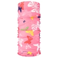 Pink seamless cycling neck gaiter featuring colorful butterfly patterns for outdoor protection - Pink Background Butterflies