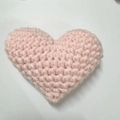 Handmade crochet heart accessory in soft macaron pink for festive gift decoration - Cherry Pink Heart