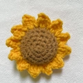 Handmade crochet sunflower with yellow petals and brown center for DIY bouquet gift - Sunflower 8cm
