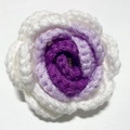 Handmade crochet rose accessory in purple and white yarn for DIY floral gifts - Gradient Purple Rose