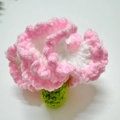 Handmade crochet carnation in pink and white yarn for festive bouquets and DIY gifts - Gradient Pink Carnation