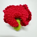 Handmade crochet red carnation flower with green stem for festive floral bouquets - Red Carnation