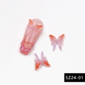Detalle de dijes de mariposa 3D aurora y uñas postizas de resina con degradado rosa - SZ24-01/Degradado Rosa Púrpura