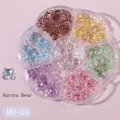 Macro detail of mixed aurora resin bears for nail art in a flower shaped storage box MH-09 - MH-09 Oil Painting Bear