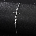 Stainless steel silver bracelet featuring a faith script and cross pendant design - Sword Cross (Faith)
