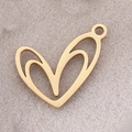 Mirror polished gold heart charm with hollow design and top ring for DIY jewelry making - Hollow Heart / Gold