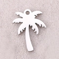 Polished silver stainless steel palm tree pendant charm for jewelry making - Coconut Tree / Steel