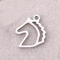 Polished silver stainless steel horse head silhouette pendant for jewelry making - Horse Head / Steel