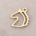 Golden stainless steel horse head silhouette pendant with hollow minimalist design - Horse Head / Gold