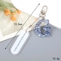 Blue marble acrylic letter G keychain with silver metal bead chain and lobster clasp - Letter G