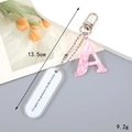 Schlüsselanhänger aus rosa marmoriertem Acryl Buchstabe A mit ovalem Anhänger - Rosa Marmor Buchstabe A (K4298)