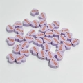 Perline a cuore viola da 10mm in argilla con stampa LOVE per creazione gioielli fai da te - Viola