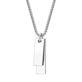 Collana da uomo in acciaio al titanio con doppio pendente rettangolare e catena a treccia - Collana a Doppia Piastrina 60CM