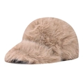 Khaki Kunstfell-Baseballkappe für Damen mit dicker Plüschstruktur für den Winter - Verstellbar / Khaki