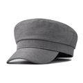 Classic grey solid color beret octagonal hat in durable cotton fabric on white background - L (58-60cm) / Gray